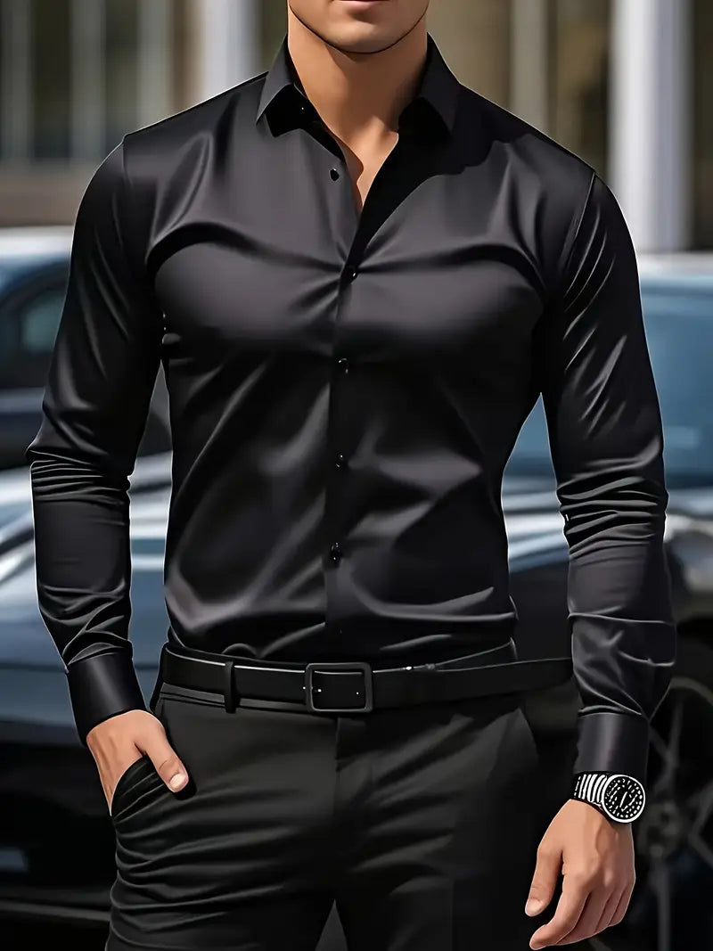Black Royal – Camisa de Seda para Hombres 🌟